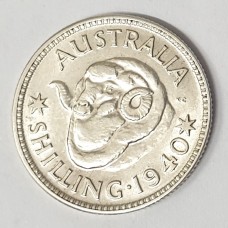 AUSTRALIA 1940 . ONE 1  SHILLING . KEY DATE . RARE TO FIND IN THIS GRADE